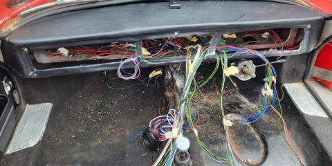 Photo of the davrian cockpit with many, many wires waiting to be connected